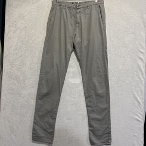 Zanella Linen Blend The Noah Grey Static Plaid Flat Front Stretch Pants Size 36